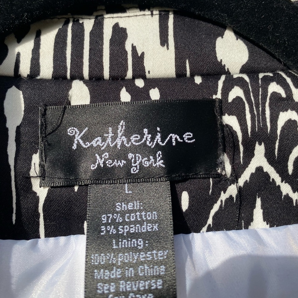 Katherine New York Black and White Women's Summer blazer crop sleeve - Sz L - Picture 7 of 11